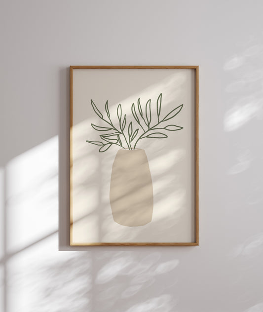 Leaves In Beige Vase